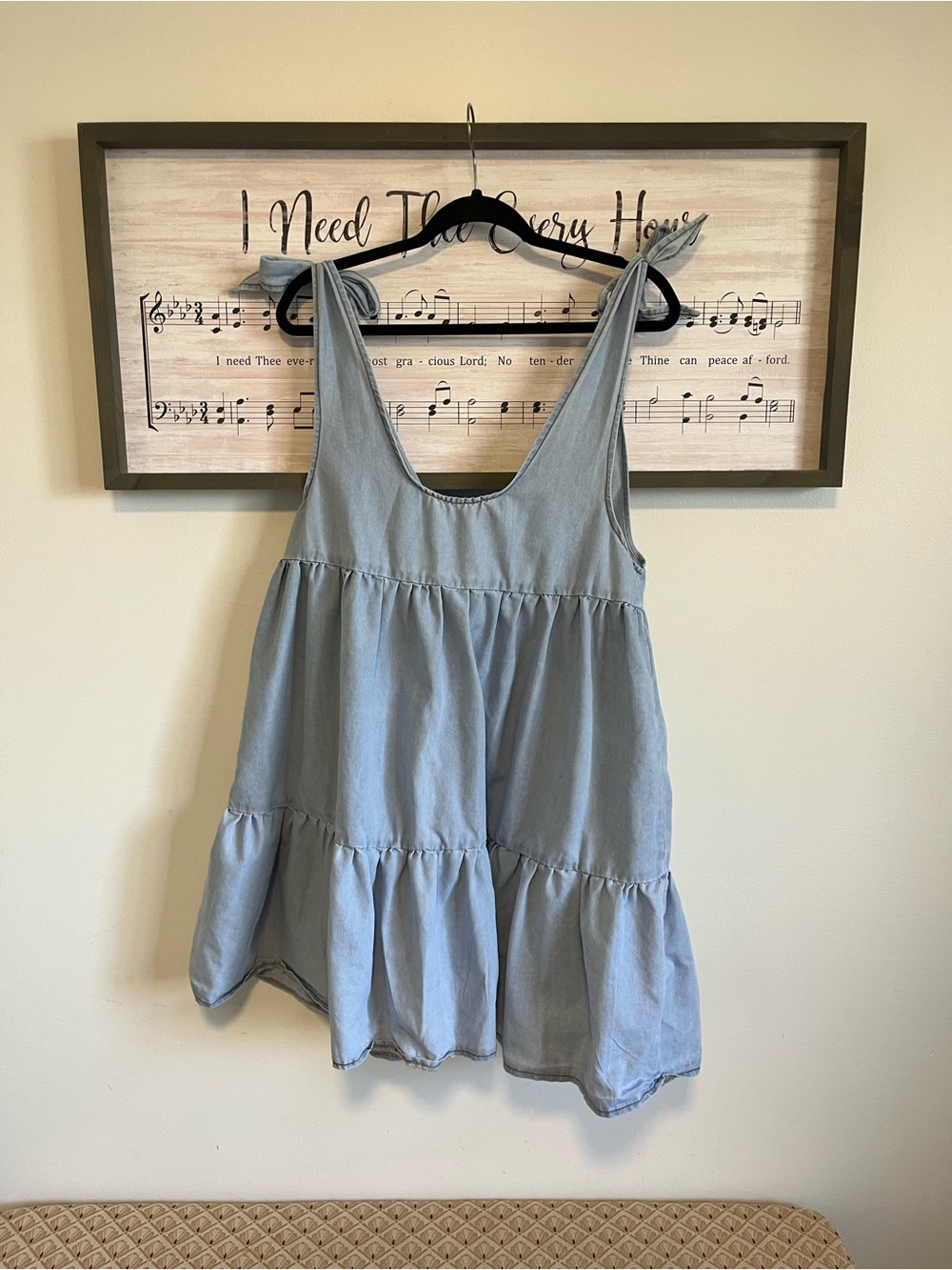 Light Blue Tiered Chambray Sundress